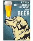 Cartoon Art Golden Dogs And Beer Gift For Dog Lovers Vertical Poster