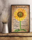 Grandma Gift For Granddaughter Sunflower Love You To The Moon Vertical Poster