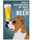Easily Distracted By Staffordshire Bull Terrier Dogs And Beer Gift For Dog Lovers Vertical Poster