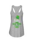 Lucky Social Worker Shamrock St. Patrick's Day Printed Ladies Flowy Tank