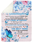 How Much I Love You Blue Butterflies Grandma Gift For Granddaughter Sherpa Fleece Blanket