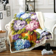 Colorful Hydrangea Flower Patterns Printed Sherpa Fleece Blanket