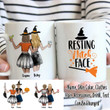 Custom Name And Photo Resting Witch Face White Printed Mug