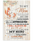 Daughter To My Mom My Hero Cute Fox Vertical Poster