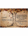 To The Best Mother In Law Thank You Tree Heart Horizontal Poster