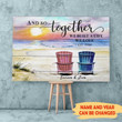 Custom Name And Year Beachside Sunrise Together Matte Canvas