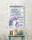 To My Granddaughter You Are Braver Unicorn Blue Vertical Poster