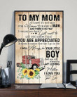 To Mom Your Little Boy Red Truck Pattern Vertical Poster