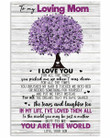 Loving Mom You Are The World Purple Tree Pattern Vertical Poster
