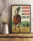 A Racing Horse Winner Never Gives Up Vertical Poster