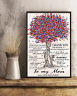 To My Mom From Daughter Colorful Tree Thank You Vertical Poster