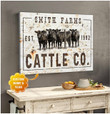 Custom Name And Year Cattle Co White Matte Canvas