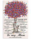 To My Mom From Daughter Colorful Tree Thank You Vertical Poster