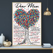 Dear Mom You Mean The World Colorful Tree Pattern Vertical Poster