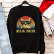 Gift For Cat Lover Best Cat Dad Retro Vintage Printed Sweatshirt