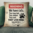 Cushion Pillow Cover Gift For Cat Lovers Crazy Cat Live Here Cat