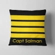 Pilot Stripes Yellow And Black Custom Name Printed Cushion Pillow Cover