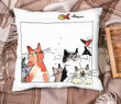 Cute Cats Together Forever Printed Cushion Pillow Cover