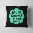 Mum Knows Best Green And Black Cushion Pillow Cover Gift