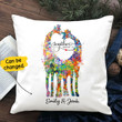 Spring Vibe Giraffe Couple Custom Name Gift For Family Printed Cushion Pillow Cover