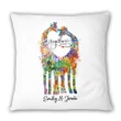 Spring Vibe Giraffe Couple Custom Name Gift For Family Printed Cushion Pillow Cover