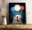 Custom Name Matte Canvas Gift For Dog Lovers Dog Watching Firework