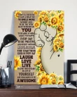 Daughter Gift For Mother Matte Canvas Sunflower Elephant Laugh Love Live