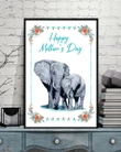 Happy Mother's Day Matte Canvas Floral Frame Elephant