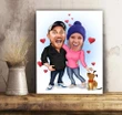 Funny Couple And Dog Custom Photo Matte Canvas