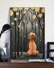 Poodle Night Forest Gift For Dog Lovers Matte Canvas