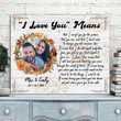 I Love You Means Gift For Lover Custom Name And Photo And Number Matte Canvas
