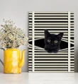 Black Cat Black And White Stripes Matte Canvas Gift