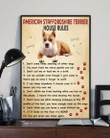 American Staffordshire Terrier House Rule Gift For Dog Lovers Matte Canvas