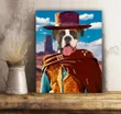 Western Cowboy Dog Portrait Matte Canvas Gift For Dog Lovers
