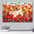 Cat In Red Flower Garden Gift For Cat Lovers Matte Canvas