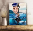 Seaman With Anchor On Ocean Matte Canvas