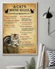 A Cat's House Rules Vintage Gift For Cat Lovers Matte Canvas