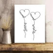 Couple Hearts Hand Drawing Custom Name Matte Canvas
