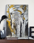 Elephant Painting Grey And Yellow Background Matte Canvas Gift