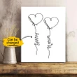 Couple Hearts Hand Drawing Custom Name Matte Canvas