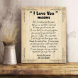 I Love You Means Gift For Lover Custom Name And Number Matte Canvas