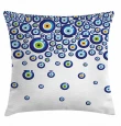 Blue And Green Circle White Printed Cushion Pillow Cover