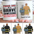 Proud Dad Of A Brave And Awesome Firefighter Gift For Dad Custom Name Printed Mug
