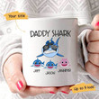 Daddy Shark Police Hat Thin Blue Line Custom Name Printed Mug