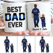 The Best Dad Ever Thin Blue Line Gift For Police Dad Custom Name Printed Mug