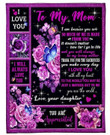 Purple Roses Daughter Gift For Mom I Love You Sherpa Fleece Blanket