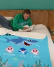 Cute Shark Under Sea Gift For Gradpa Custom Name Fleece Blanket Sherpa Blanket