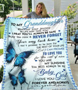 Gift For Granddaughter Blue Butterflies You Are My Sunshine Sherpa Fleece Blanket
