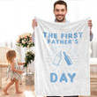 First Father's Day Commemorative Gift For Young Dad White Color Theme Sherpa Fleece Blanket