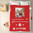 Music Song I Love You Mom Custom Name Custom Photo Sherpa Fleece Blanket